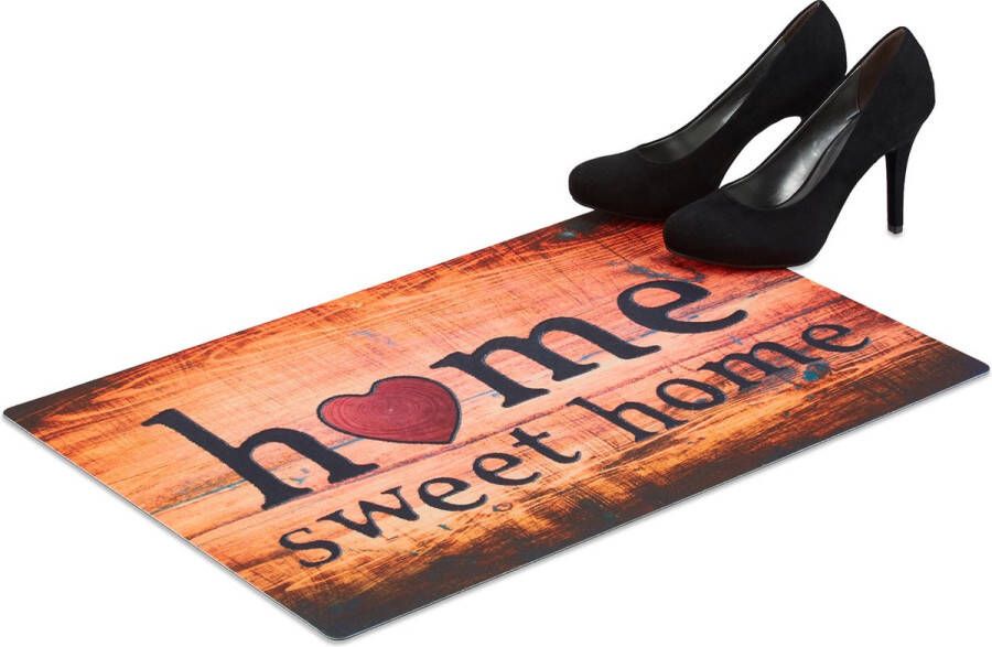 Relaxdays deurmat Home Sweet Home antislip voetmat weerbestendige schoonloopmat mat