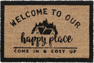 Relaxdays deurmat kokos kokosmat 60x40 cm inloopmat welcome voordeurmat rechthoek