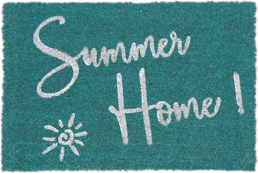 Relaxdays deurmat kokos 'Summer Home' voetmat 40x60 cm kokosmat antislip blauw