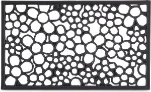 Relaxdays deurmat rubber bloemen patroon antislip mat weerbestendig zwart
