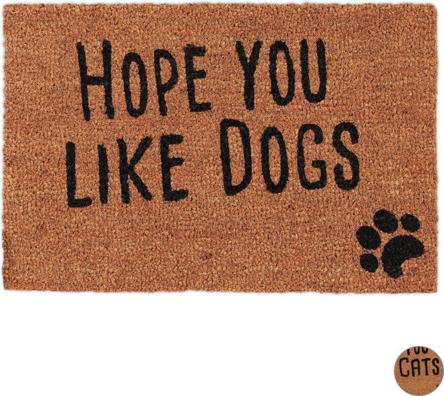 Relaxdays deurmat spreuk dog cat 40 x 60 cm kokosvezels schoonloopmat antislip Hond