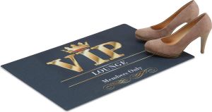 Relaxdays deurmat VIP zwarte voetmat antislip kleedje VIP-Lounge 60 x 40 cm
