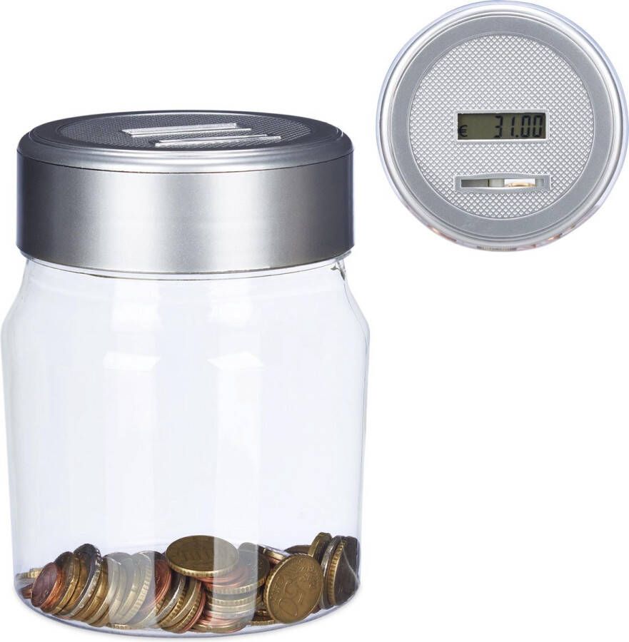Relaxdays digitale spaarpot met teller spaarvarken muntenteller munttelmachine