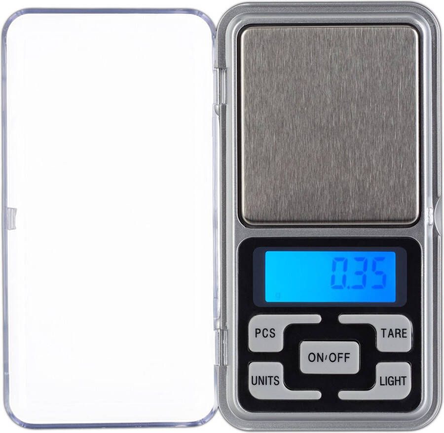 Relaxdays Digitale weegschaal mini keukenweegschaal precisieweegschaal zilver