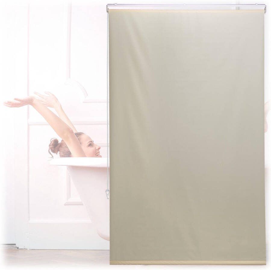 Relaxdays Douche rolgordijn beige douchegordijn gordijn badkamer waterafstotend 100x240cm