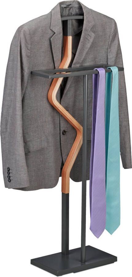Relaxdays dressboy antraciet modern kledingstandaard slaapkamer staal kledingrek