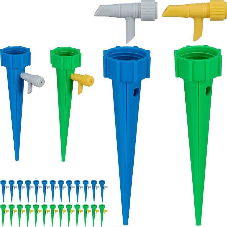 Relaxdays druppelsysteem flessen set van 30 waterdruppelaar met ventiel watergever