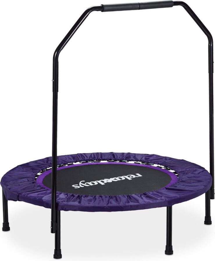 Relaxdays fitness trampoline met stang opvouwbare trampoline indoor tot 120 kg