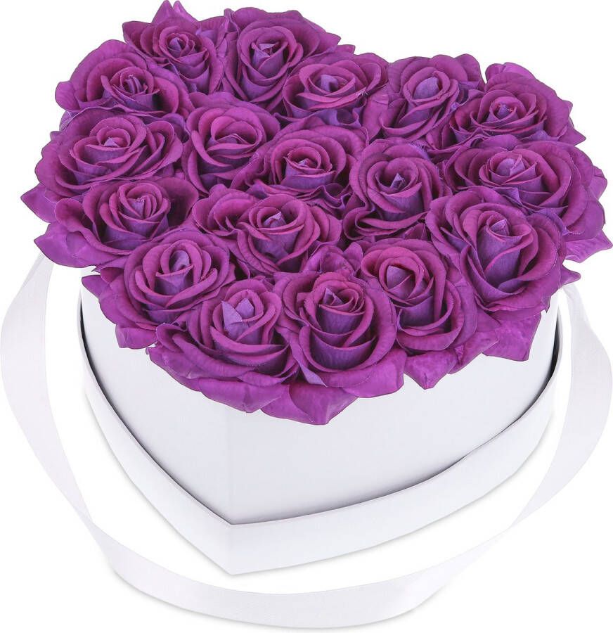 Relaxdays flowerbox rozenbox hart wit rozen doos box decoratie Paars