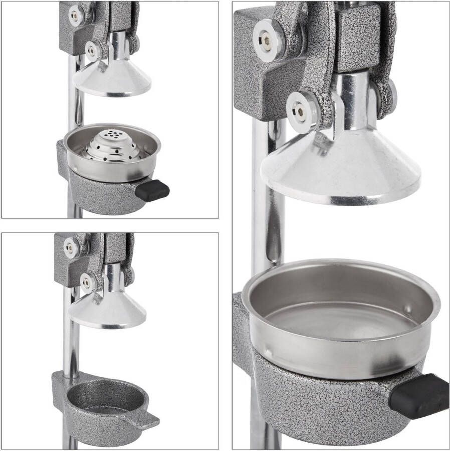 Relaxdays fruitpers handmatig met hendel citruspers antislip slowjuicer zilver