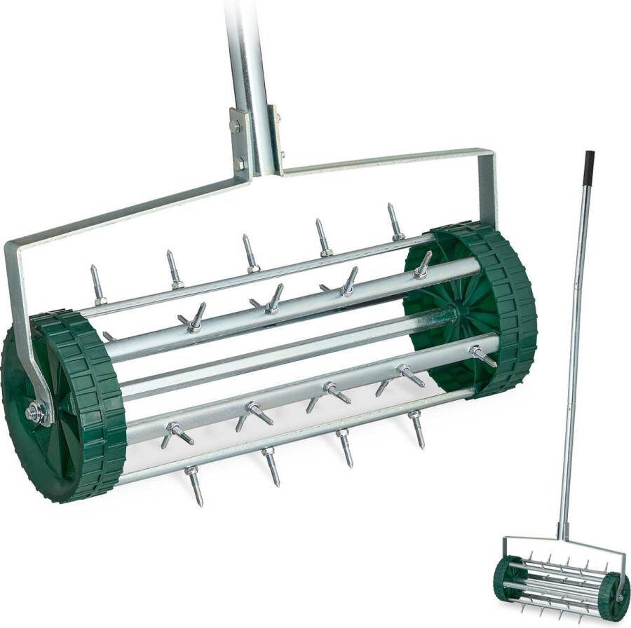 Relaxdays gazonbeluchter gazonpriker verticuteerroller hand verticuteerder spikes