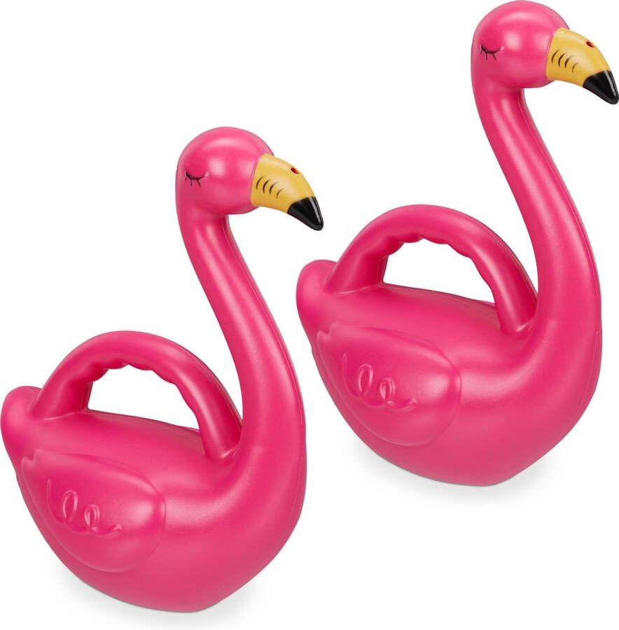Relaxdays gieter flamingo 2 stuks gietertje planten gietertjes design 1.8 liter