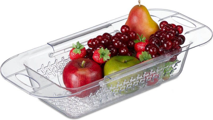 Relaxdays gootsteen vergiet uitschuifbaar 43 5-57 cm handvatten spoelbak keuken
