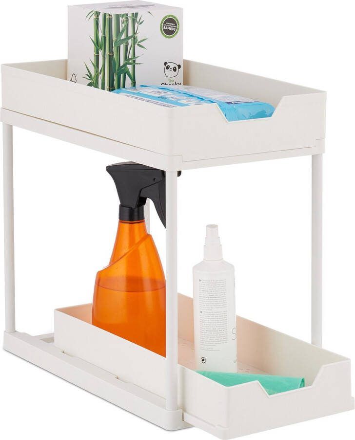 Relaxdays gootsteenkast organizer 2 lades keukenkast organizer wit keuken organizer