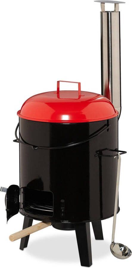 Relaxdays Goulash kanon veldkeuken goulashketel houtskoolbarbecue met rooster