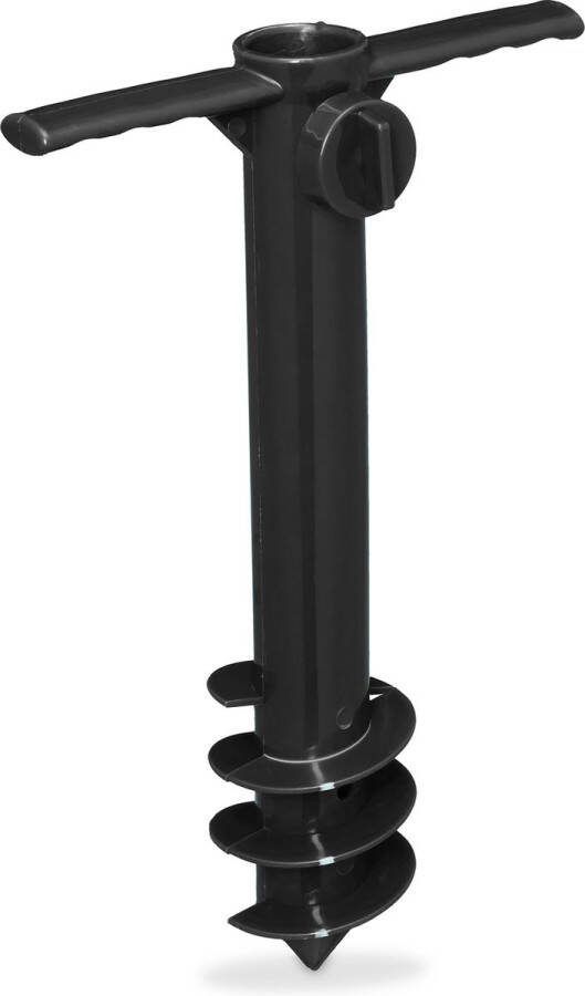 Relaxdays grondanker parasol zwart 19-32 mm parasolhouder strand kunststof
