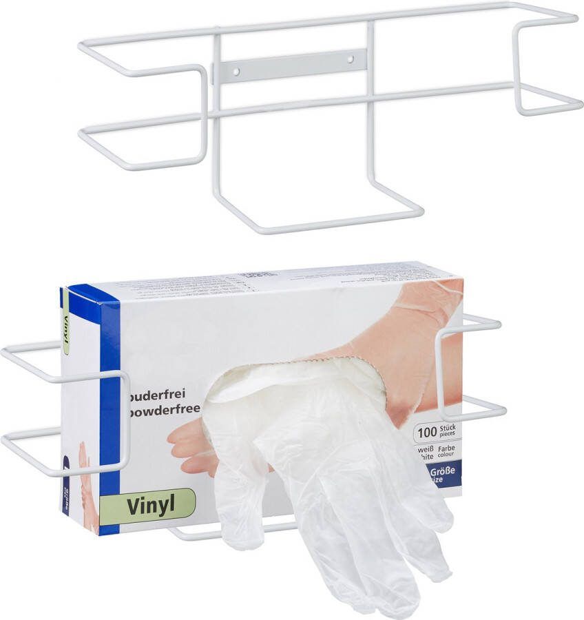 Relaxdays handschoendispenser set van 2 houder handschoenendoos wegwerphandschoenen