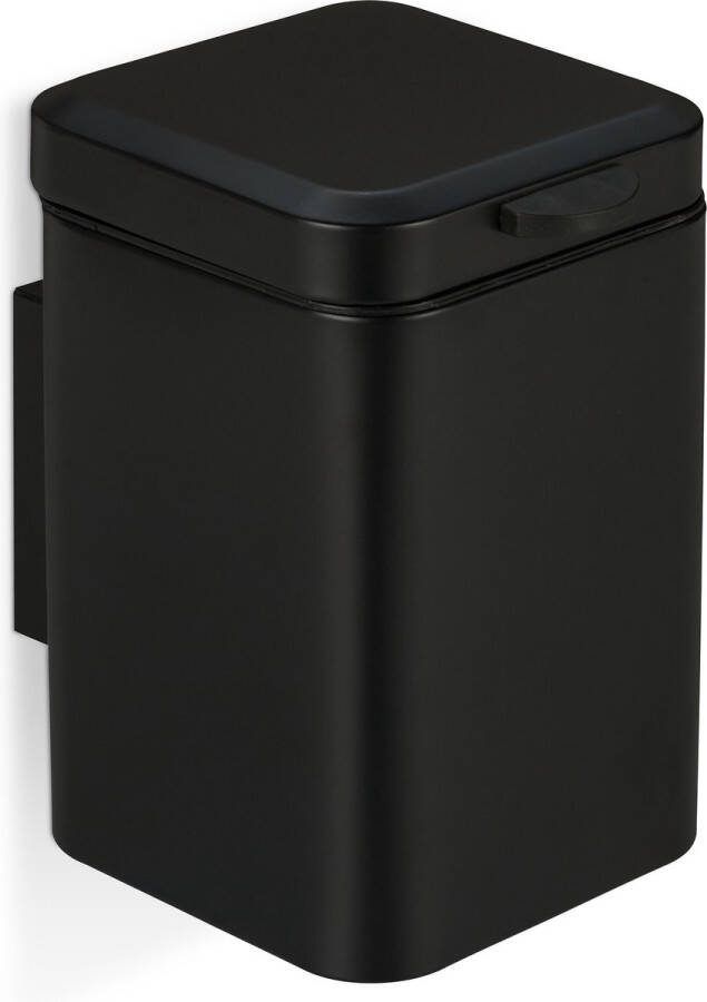 Relaxdays hangende badkamer prullenbak 6 liter zwarte afvalemmer toilet softclose