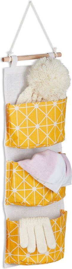 Relaxdays hangende organizer wandorganizer met vakken hangende opberger badkamer geel