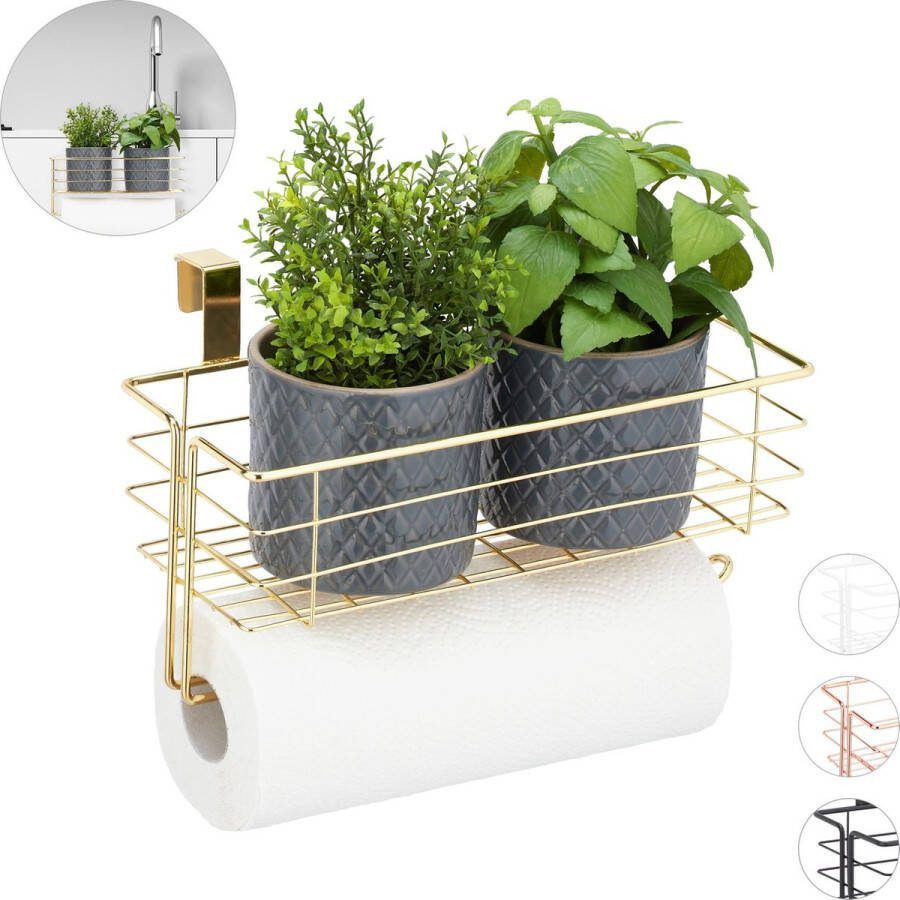 Relaxdays hangmand metaal draadmand kastdeur opbergmandje kastmand organizer goud