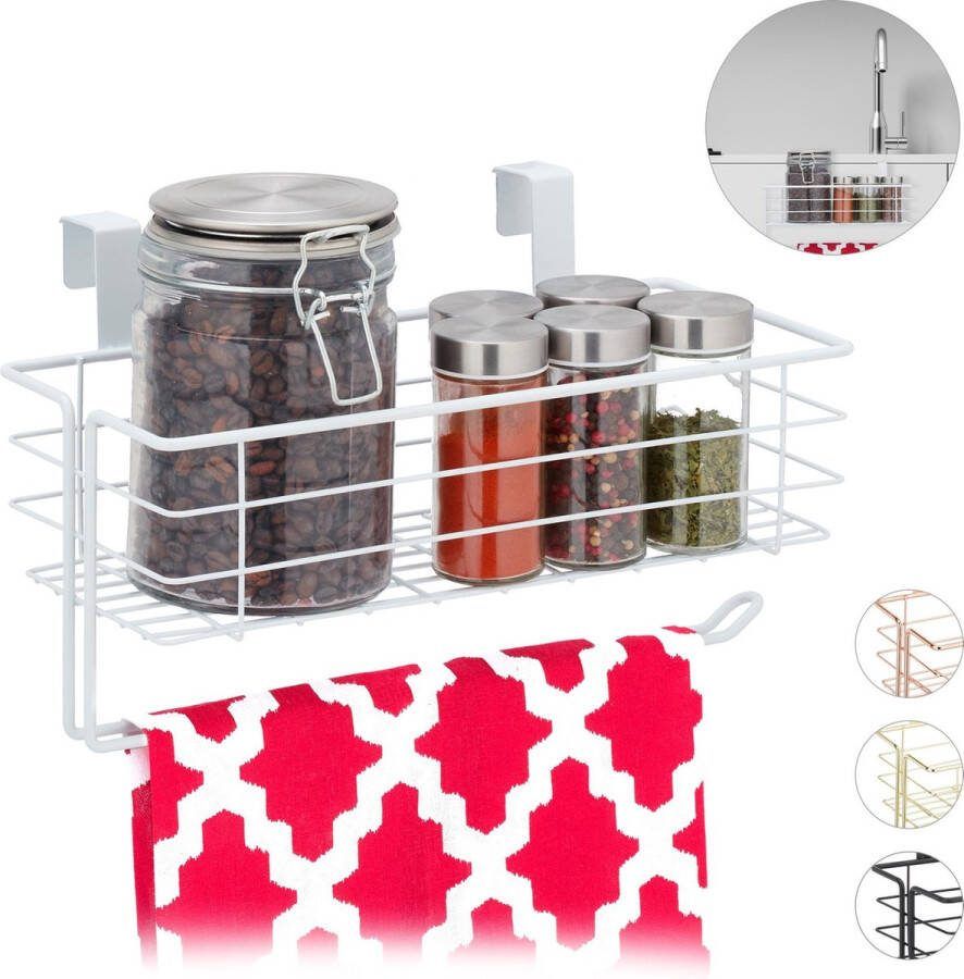 Relaxdays hangmand metaal draadmand kastdeur opbergmandje kastmand organizer wit