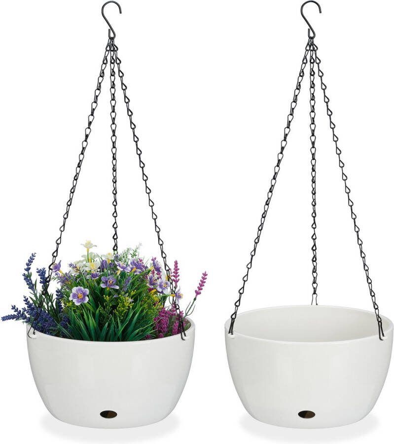 Relaxdays hangpot met opvangbakjes set van 2 plantenpot 67x28 5 cm binnen & buiten