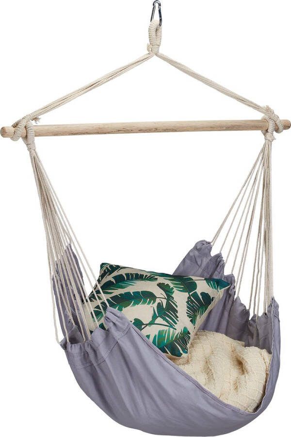 Relaxdays hangstoel grijs hangmatstoel 150 kg kinderhangstoel tuin hangende stoel
