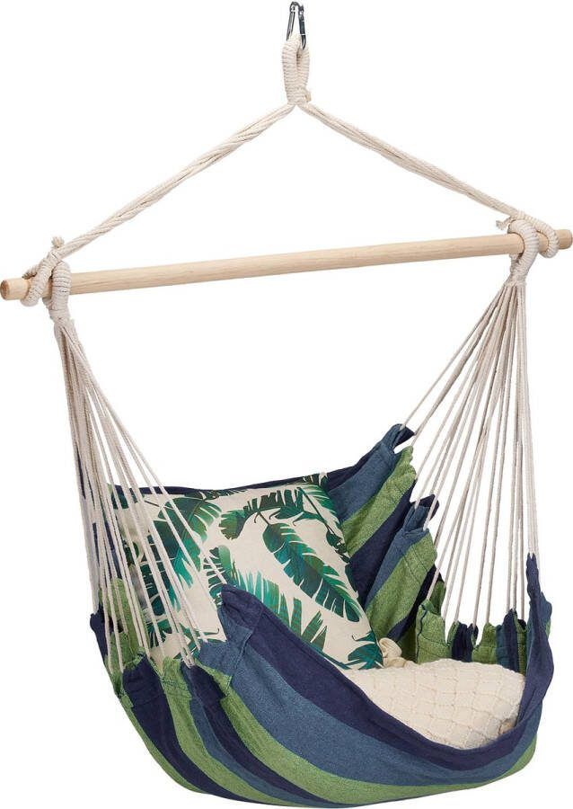 Relaxdays hangstoel stof hangmatstoel 150 kg kinderhangstoel buiten hangschommel