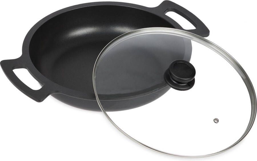 Relaxdays hapjespan met deksel braadpan aluminium stoofpan sauteerpan