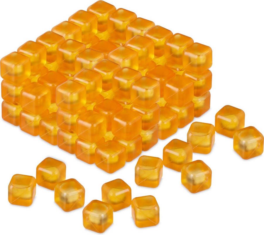 Relaxdays herbruikbare ijsblokjes 100 stuks kunststof ijsklontjes vierkant gekleurd Oranje