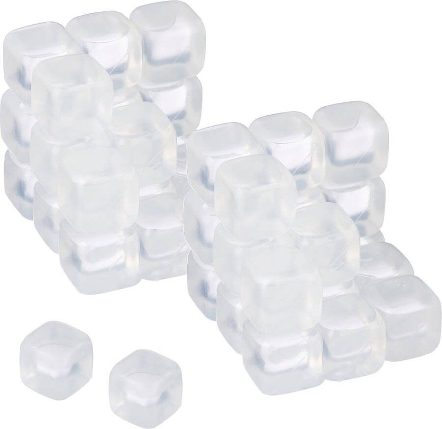 Relaxdays herbruikbare ijsblokjes set van 50 kunststof ijsklontjes 4 cm doorzichtig