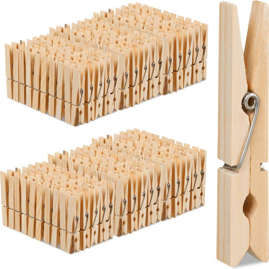 Relaxdays houten wasknijpers set van 288 handdoeken knijpers knutselen bamboe