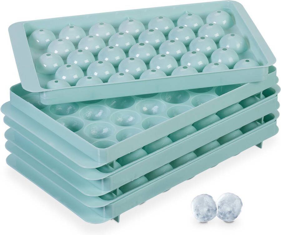 Relaxdays ijsblokjesvorm rond set van 3 plastic ijsklontjesvorm ijsblokjesbakjes