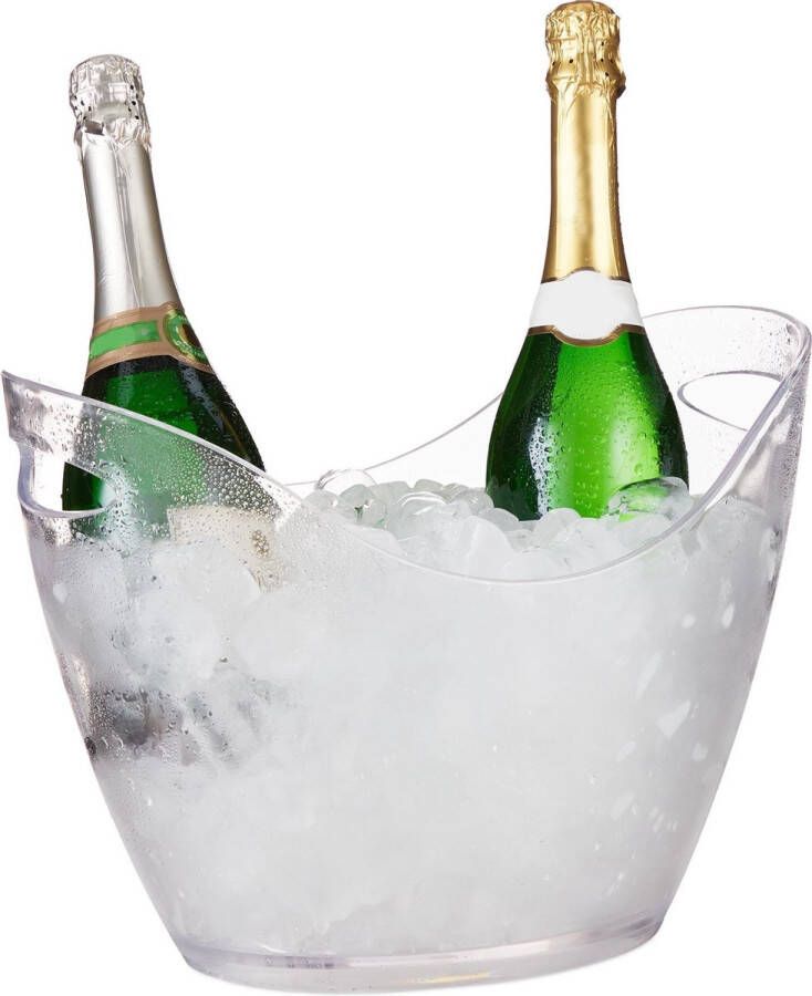 Relaxdays ijsemmer doorzichtig wijnkoeler champagne emmer drankkoeler 6 liter