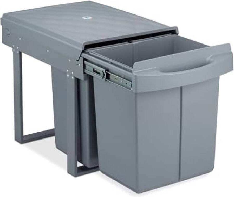 Relaxdays Inbouw prullenbak 3 vakken trio 20 l & 2x 10 l inbouw afvalemmer voor keuken