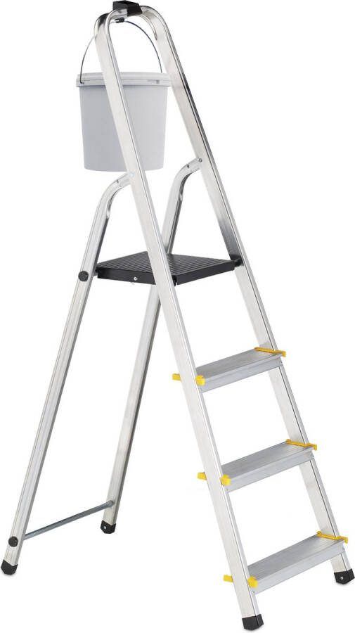 Relaxdays inklapbare huishoudtrap tot 150 kg aluminium keukentrap licht trap 4 tredes