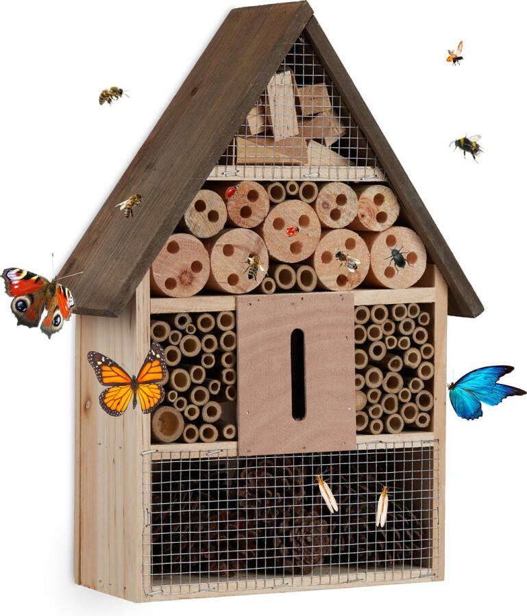 Relaxdays insectenhotel groot bijenhotel insectenhuis nestkast insecten staand