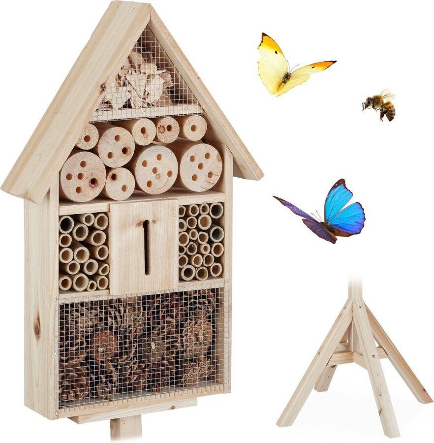 Relaxdays insectenhotel bijenhotel insectenhuis bijenhuis standaard vlinderhuis
