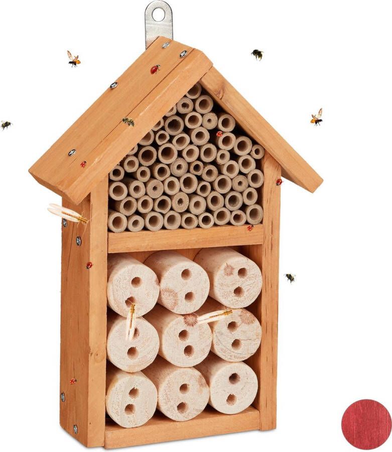 Relaxdays insectenhotel bouwpakket DIY insectenhuis bijenhotel nestkast hangend geel