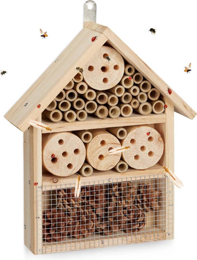 Relaxdays insectenhotel bouwpakket groot nestkast insecten bijenhotel insectenhuis
