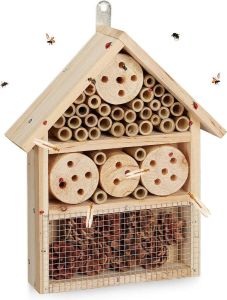 Relaxdays Insectenhotel bouwpakket insectenhuis voor kevers wilde bijen en gaasvliegen zelf bouwen 33 x 24 5 x 7 cm naturel
