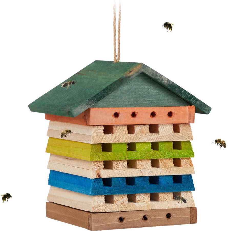 Relaxdays insectenhotel hout bijenhotel bijenhuis insectenhuis tuin hangend