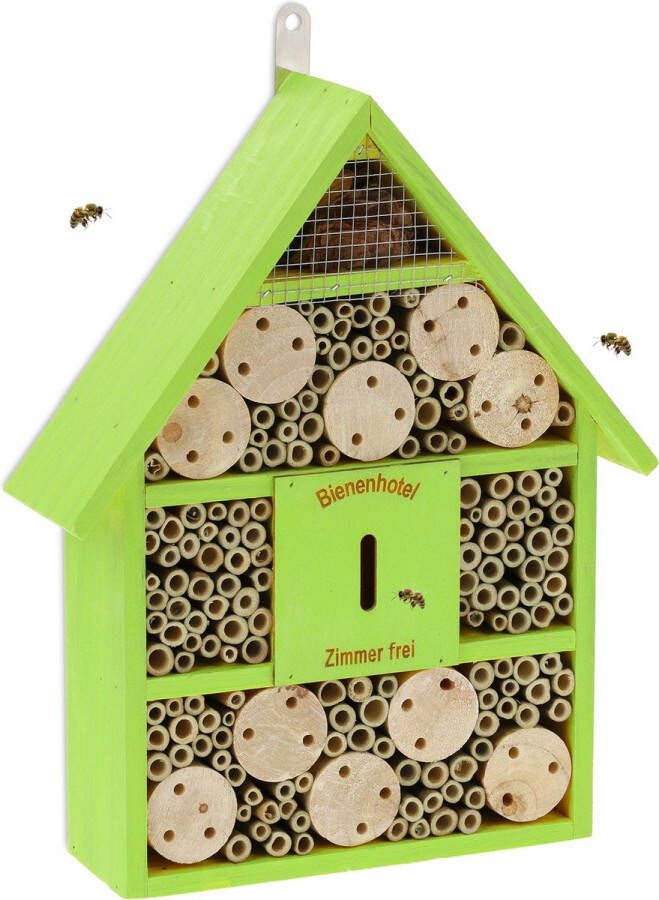 Relaxdays insectenhotel hout insectenhuis balkon bijenhotel nestkast bijen tuin groen