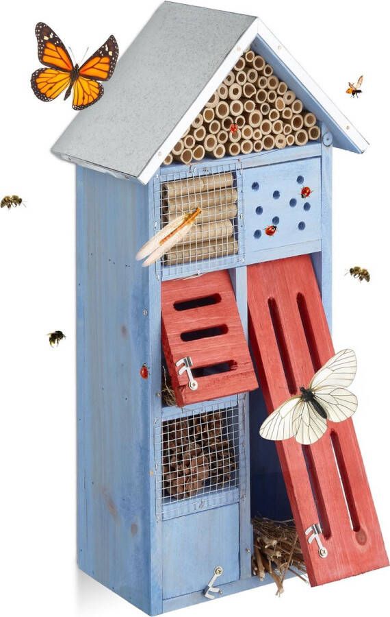 Relaxdays insectenhotel hout lieveheersbeestjes tuin balkon bijen vlinderhuis