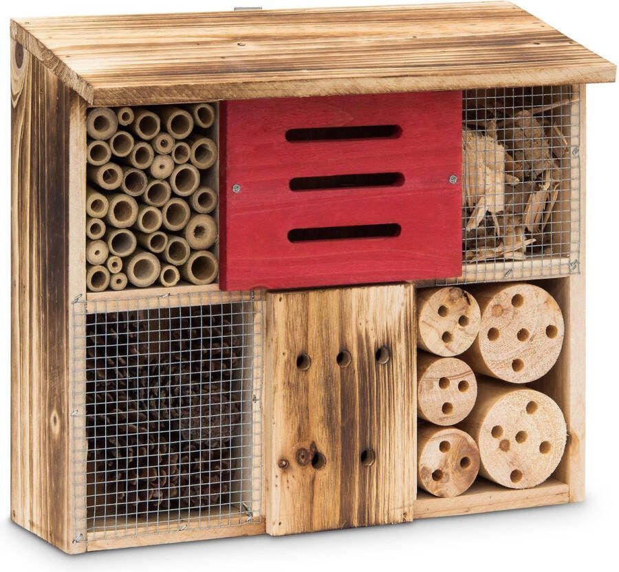 Relaxdays insectenhotel insectenhuis vlinders bijen nestkastje gevlamd hout A