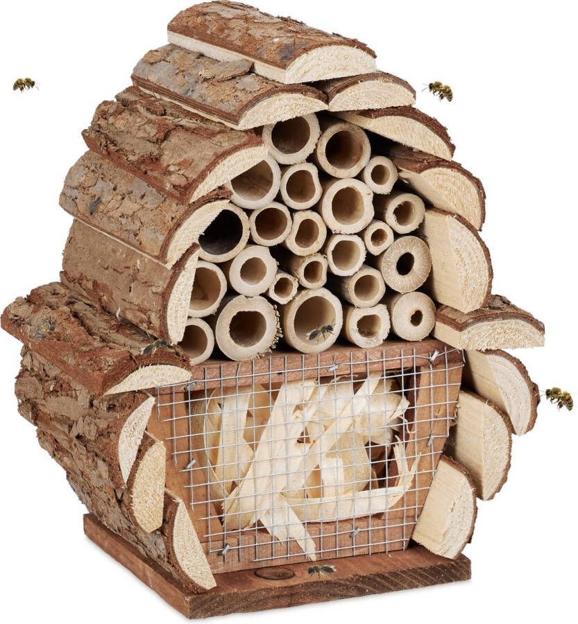 Relaxdays insectenhotel klein bijenhuis insectenhuis bijenhotel hout nestkast