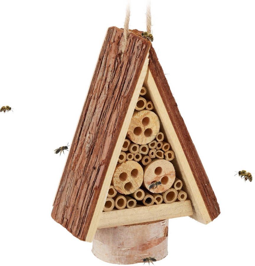 Relaxdays insectenhotel klein hangend insectenhuis nestkast voor wilde bijen hout