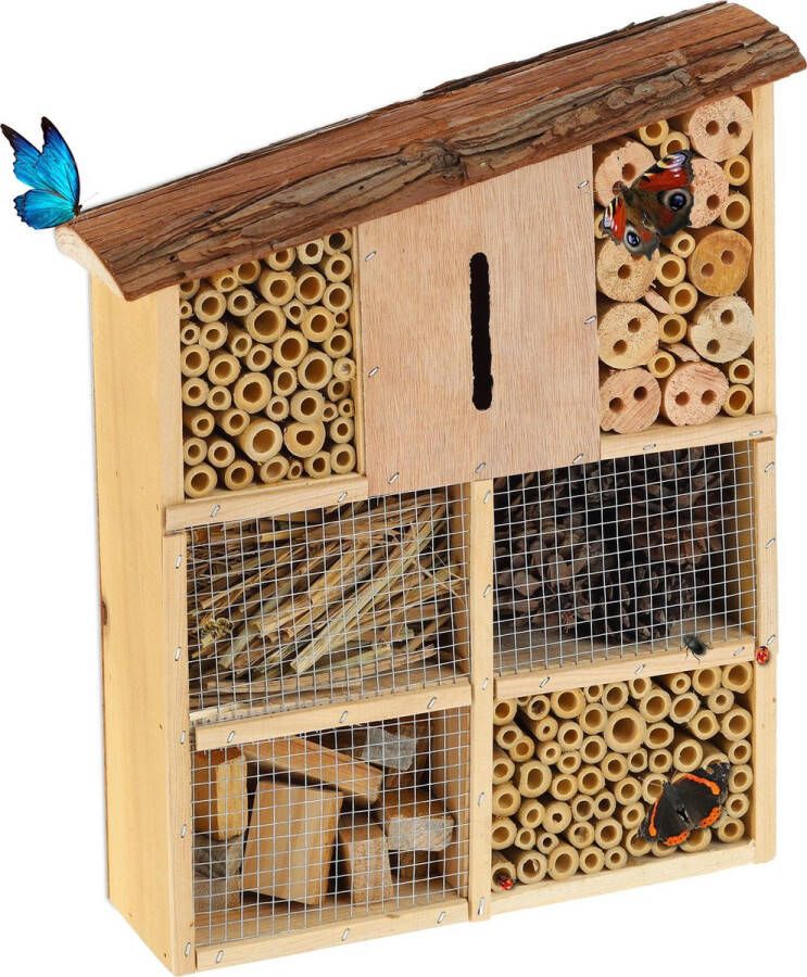 Relaxdays insectenhotel klein hout insectenhuis tuin nestkast insecten bijenhotel