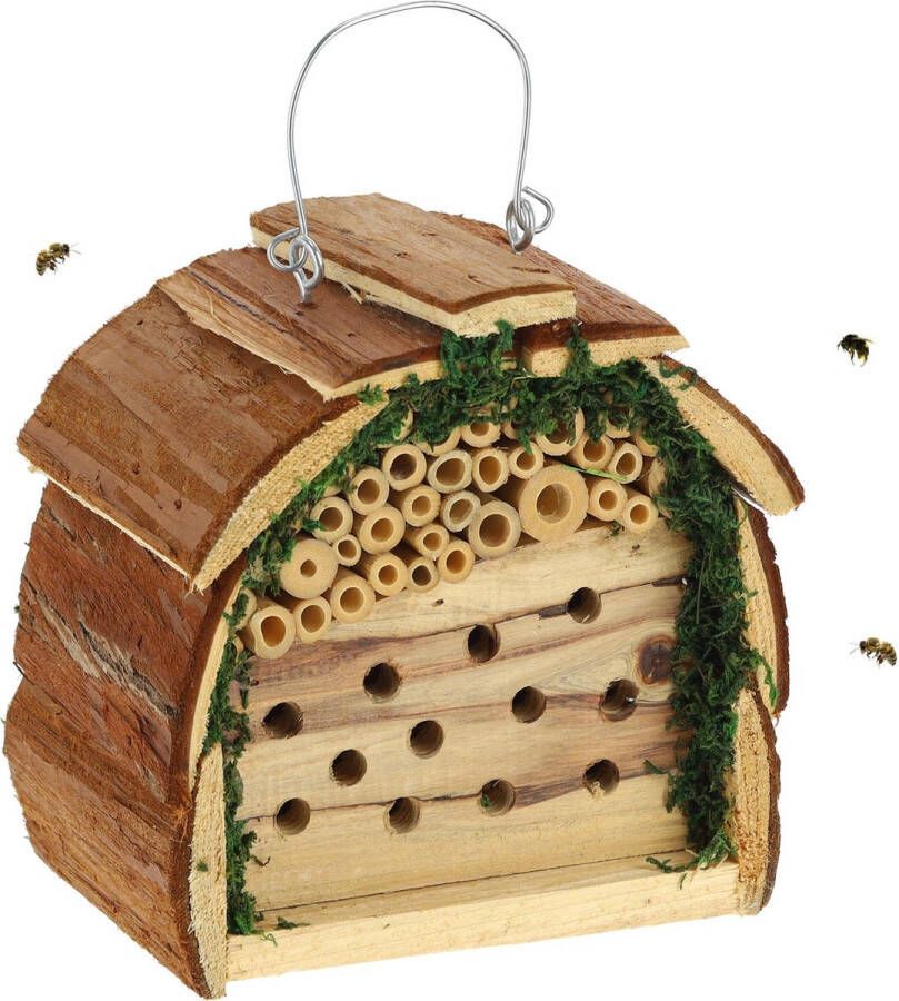 Relaxdays insectenhotel klein hout nestkast insecten bijenhotel insectenhuis tuin