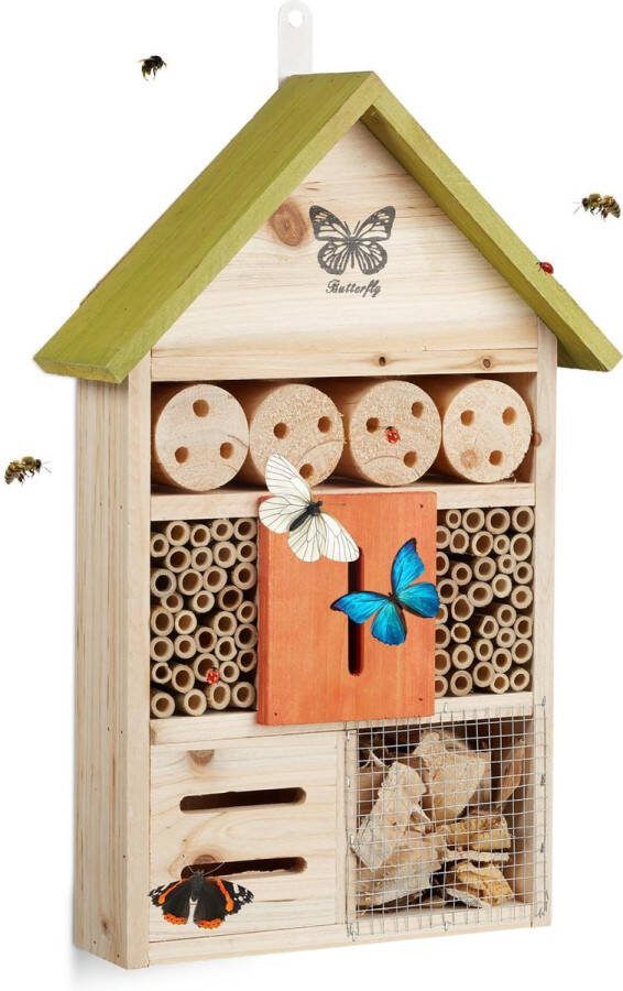 Relaxdays insectenhuis butterfly vlinder insectenhotel bijen huis tuin groen